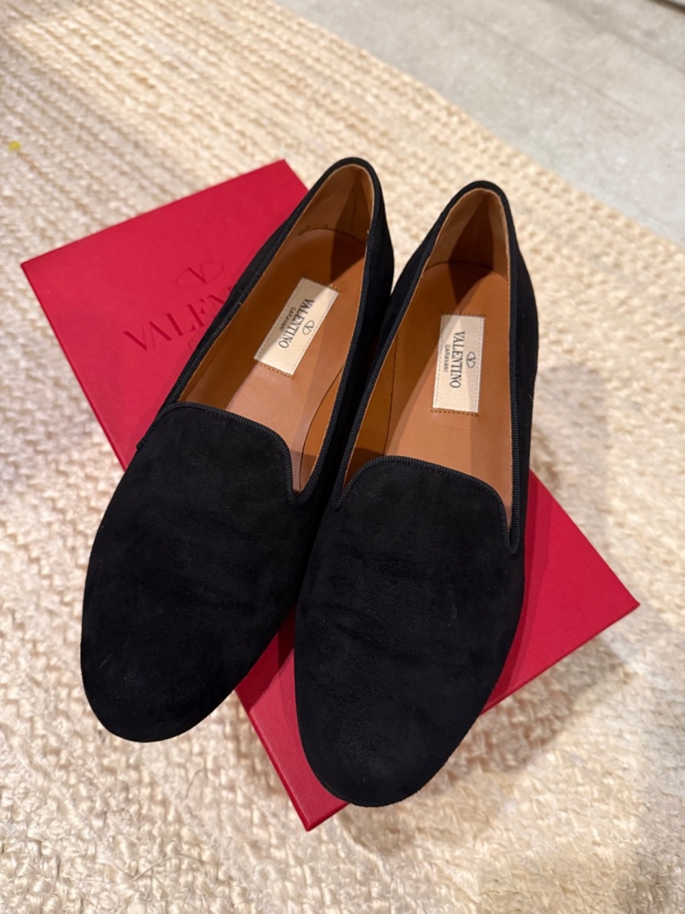 Valentino Black Suede Loafers/Flats